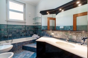 Shower, hair dryer, bidet, shampoo