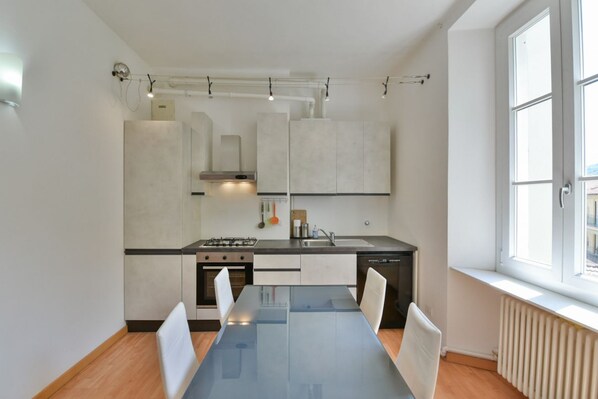 Fridge, oven, stovetop, dishwasher