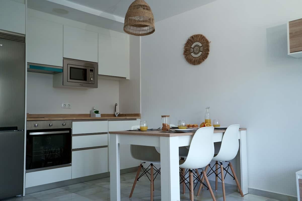 Family Apartment, Non Smoking, Microwave | Private kitchen | Full-size fridge, microwave, electric kettle, toaster