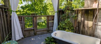 Historic Farmhouse with Hot Tub, Treehouse Shower, & Chickens!