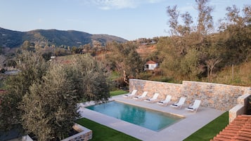 Outdoor pool, pool loungers