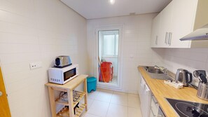 Fridge, microwave, oven, dishwasher