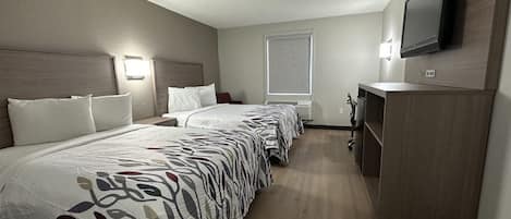 Deluxe Room, 2 Double Beds, Non Smoking | Desk, laptop workspace, blackout drapes, free WiFi