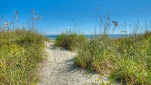 A sandy path leading to a beach with tall grasses and a clear blue sky. - Tilghman 146- 3BR Condo- Close to Main St (North Myrtle Beach)