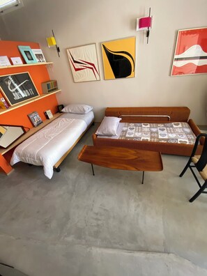 1 bedroom, desk, iron/ironing board, travel cot