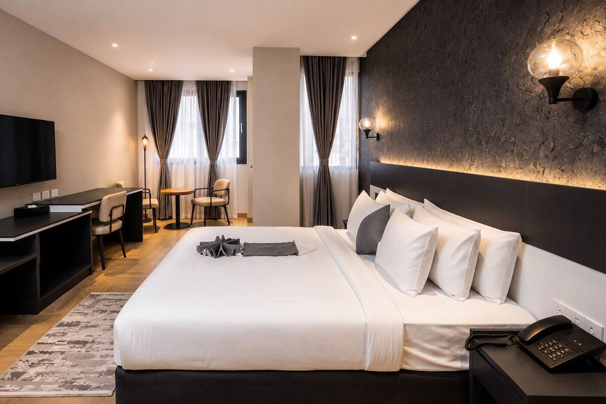 Family Room, Connecting Rooms, City View | Living area | 55-inch flat-screen TV with cable channels, TV