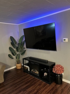 Smart TV, video games, foosball, stereo