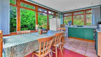 Fridge, microwave, oven, electric kettle