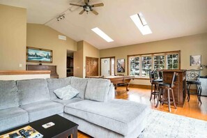 Smart TV, fireplace, video games, table football