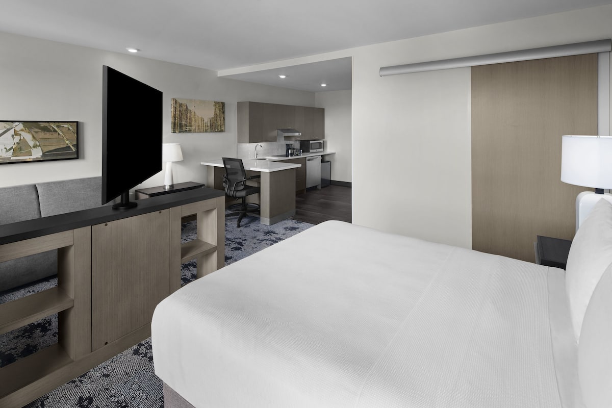 Studio Suite, 1 Queen Bed with Sofa bed, Roll-in Shower, Kitchen | 1 bedroom, in-room safe, desk, laptop workspace