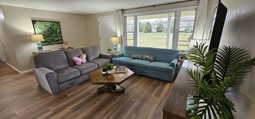 Relax and unwind in this colorful home close to hospitals and colleges!