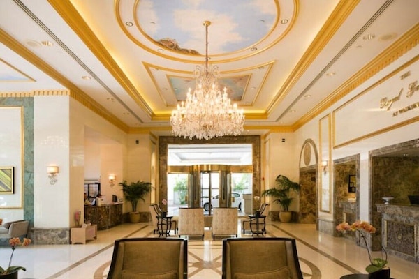 Grand lobby furnished with European luxury.