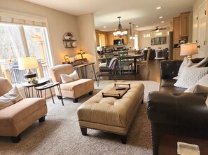 Smart TV, fireplace, table football