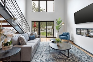 TV, fireplace