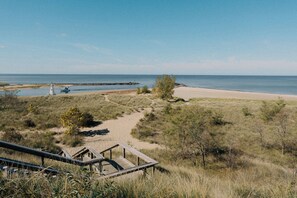 On the beach, beach towels