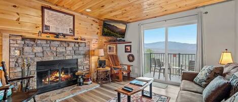 Televisión y chimenea