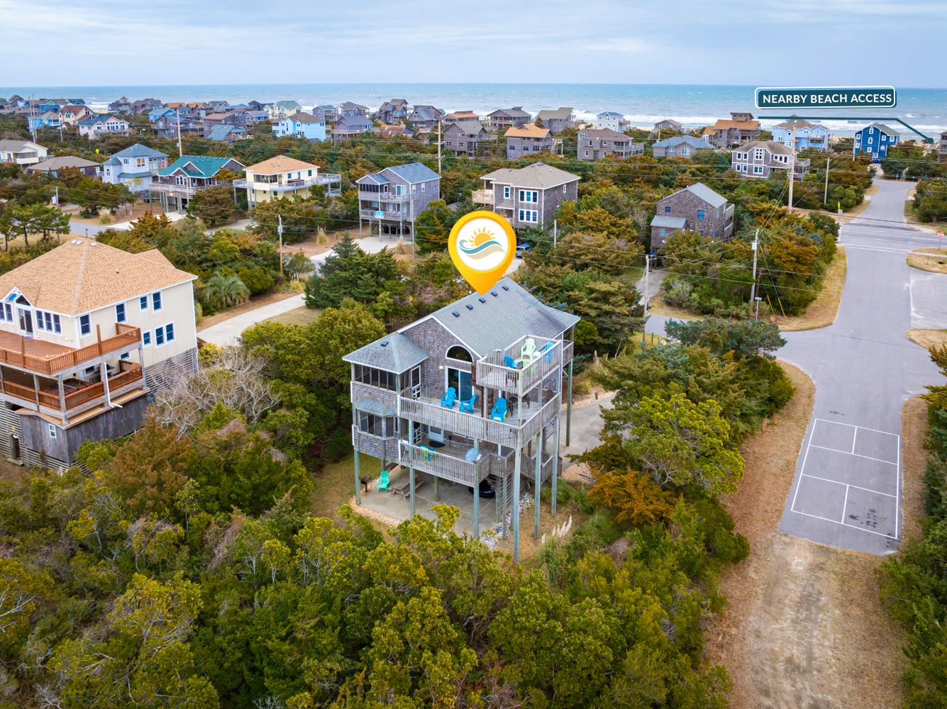The beach access is just a short walk away!