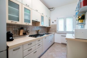 Fridge, microwave, stovetop, dishwasher