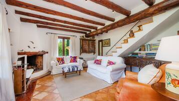 Télévision, cheminée, lecteur de DVD, table de tennis de table