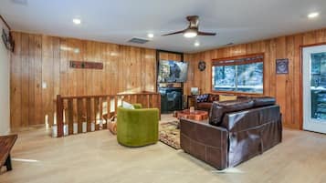 TV, fireplace, video games, offices