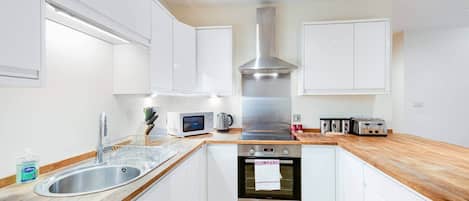 Microwave, oven, stovetop, electric kettle