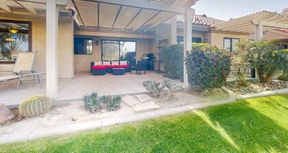 Water-view home on golf course with hot tub, pool, tennis, on-site golf, & patio