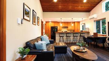 Smart TV, fireplace, foosball, table tennis