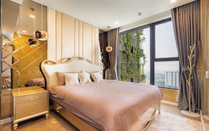 Căn hộ Deluxe, 1 phòng ngủ, ban công, quang cảnh thành phố | Bộ đồ giường cao cấp, chăn bông, nệm Select Comfort 