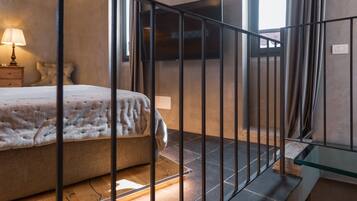 Design-Apartment, 1Â King-Bett | 1 Schlafzimmer, Daunenbettdecken, Select-Comfort-Betten, Zimmersafe