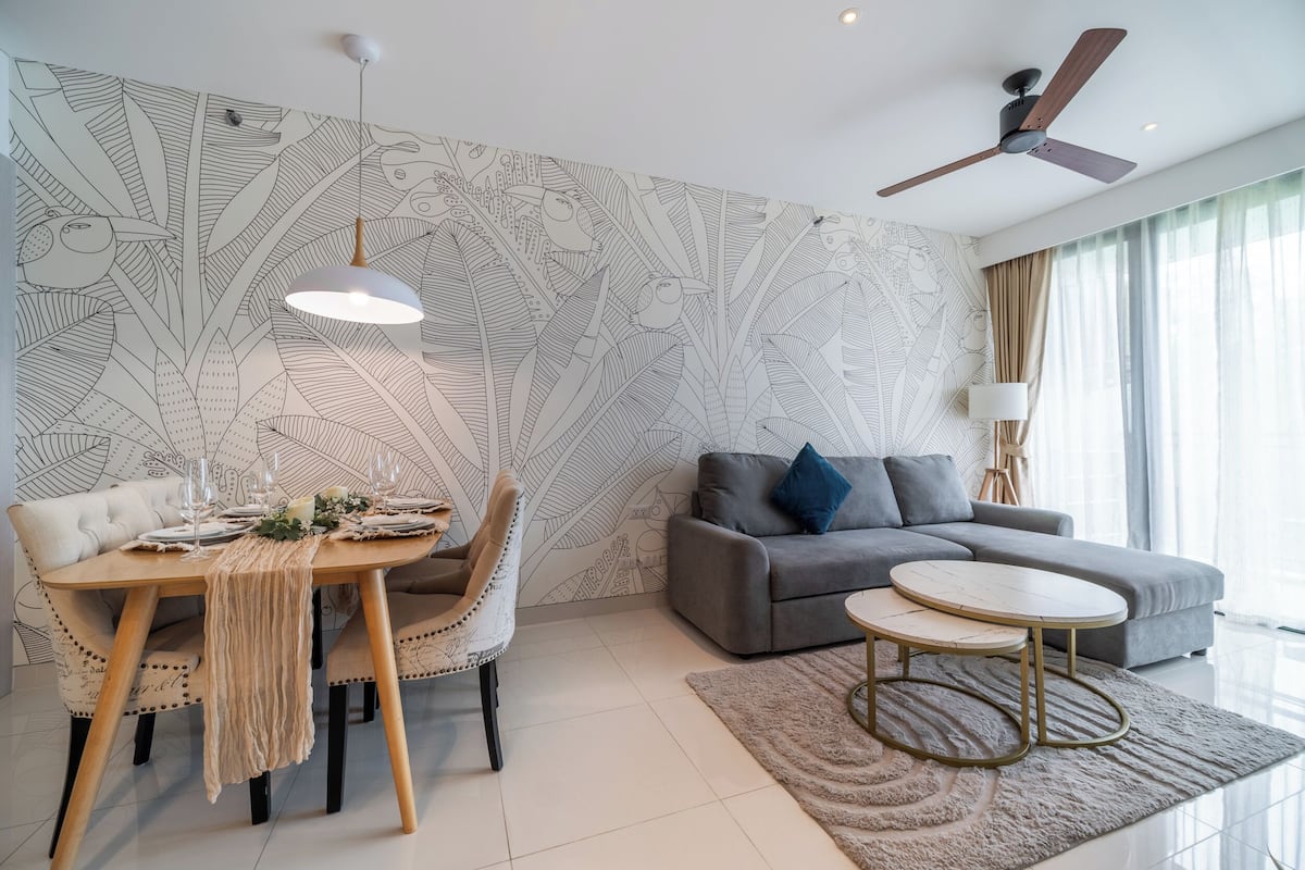 Superior Apartment, Balcony, Sea View | Living area | 55-inch Smart TV with digital channels
