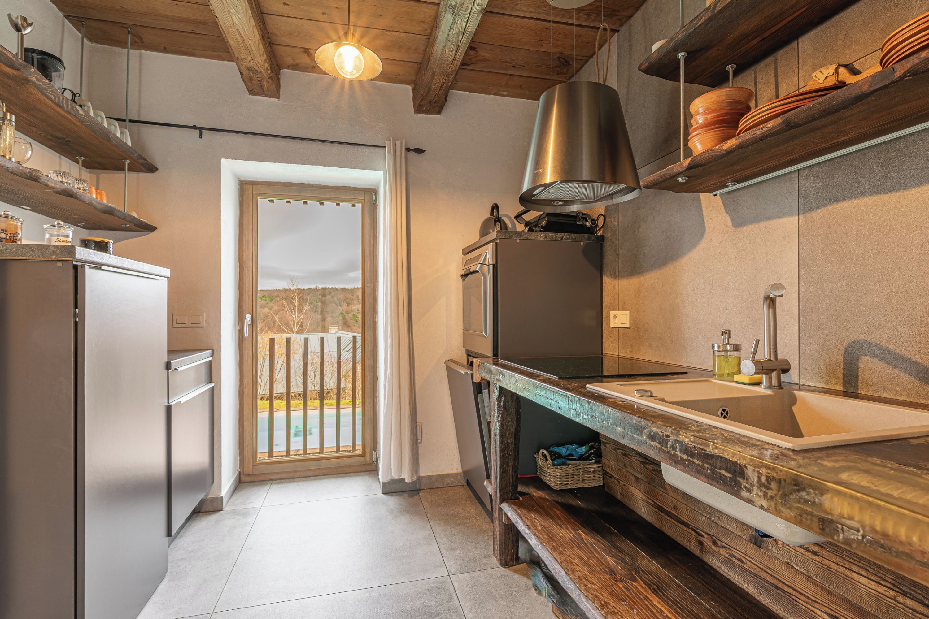 Family Chalet, Multiple Bedrooms (Natural Chalet Velbana Iža) | Private kitchen | Fridge, microwave, oven, stovetop