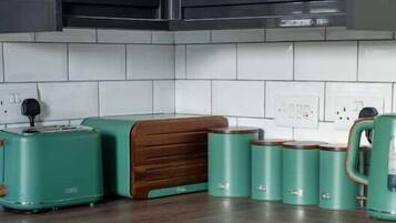 Fridge, microwave, oven, toaster