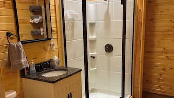 Shower, bidet, towels, soap