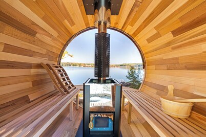 Lakefront Water Slide Sauna Pool Hot Tub Dock