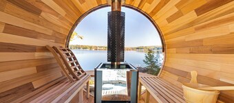 Lakefront Water Slide Sauna Pool Hot Tub Dock