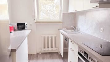 Kühlschrank, Mikrowelle, Herdplatte, Geschirrspüler