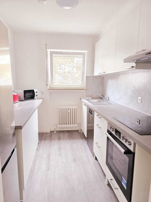 Kühlschrank, Mikrowelle, Herdplatte, Geschirrspüler