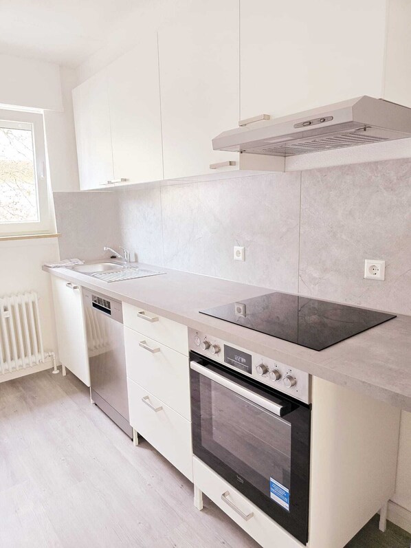 Kühlschrank, Mikrowelle, Herdplatte, Geschirrspüler