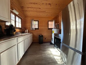 Fridge, microwave, oven, toaster