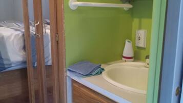 Shower, towels, soap, shampoo