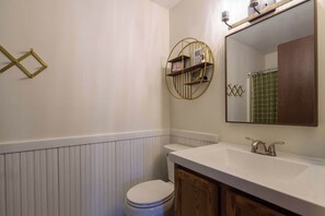 Shower, hair dryer, shampoo