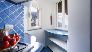 Apartment, Terrace, Sea View | Private kitchen | Full-sized fridge, microwave, stovetop, cookware/dishes/utensils