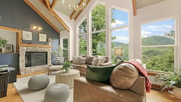 Smart TV, fireplace, foosball, table tennis