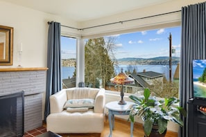 TV - Lake Washington View Home with Hot Tub BBQ Garden (Seattle)