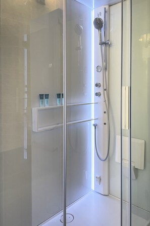 Ducha, cabezal de ducha con hidromasaje, secador de pelo, bidet