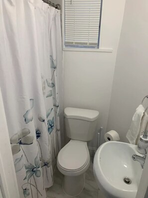 Serviettes fournies, savon, shampoing, papier toilette