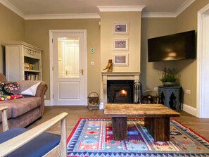 电视、壁炉、书