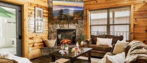 TV, fireplace