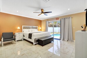 4 bedrooms, desk, iron/ironing board, travel cot