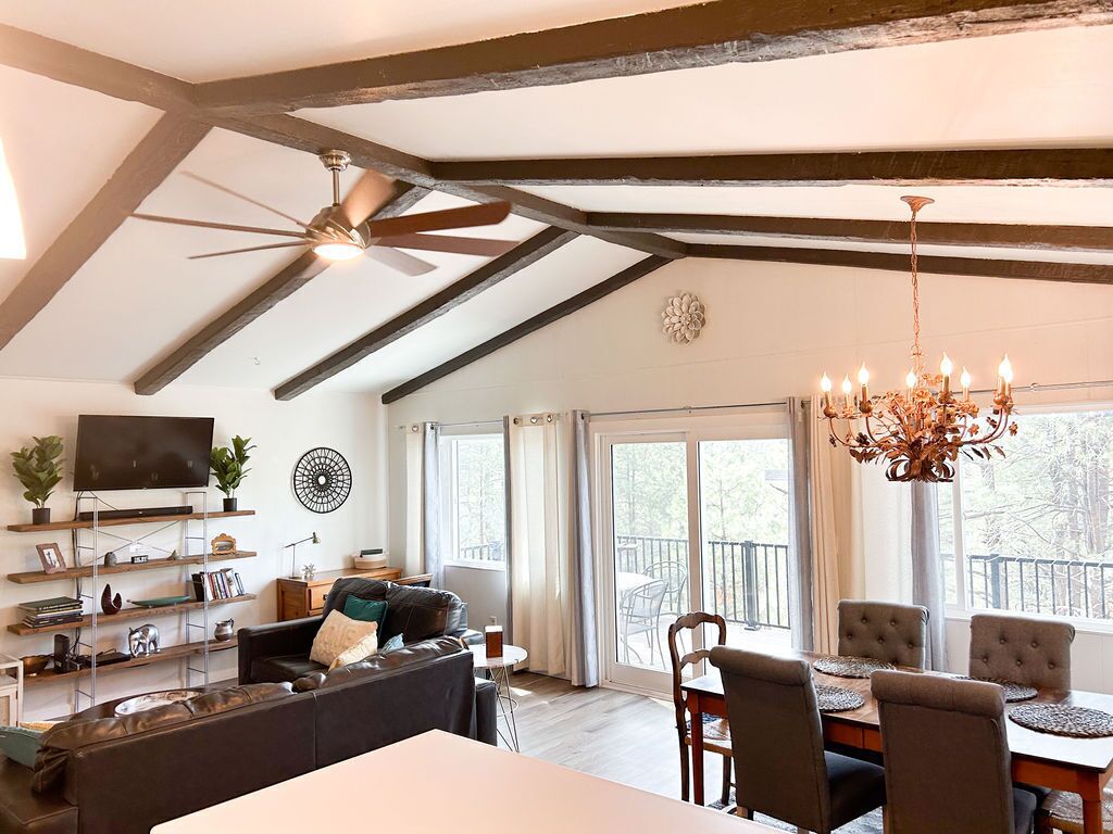 Smart TV, chimenea, reproductor de DVD y libros 